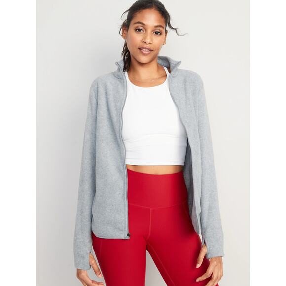 Old Navy Active Gray Microfleece Mock Neck Zip Up Jacket Size XS - Picture 1 of 8